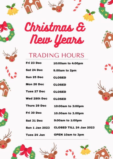 Christmas & New Year Opening Hours