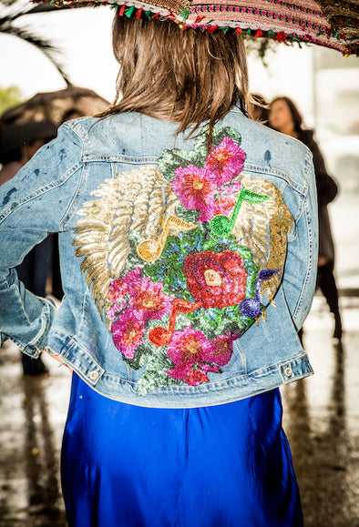 Embellished Musical Garden Denim Jacket
