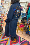 One of a Kind Embellished Long Denim Coat