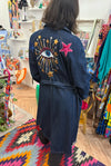 One of a Kind Embellished Long Denim Coat