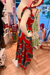 Dorothy Dress in Peacock Red Ankara Fabric - Custom design by SFH