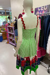 Eucalyptus Florals & Green Gingham Dorothy Short Dress - Custom design by SFH