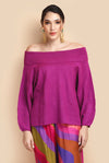 Emma Printed Sweater in Magenta - Anannasa