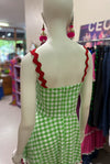 Eucalyptus Florals & Green Gingham Dorothy Short Dress - Custom design by SFH