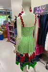 Eucalyptus Florals & Green Gingham Dorothy Short Dress - Custom design by SFH