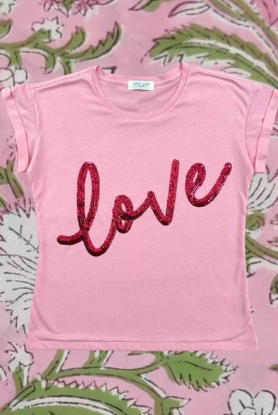 The Love Tee Pink & Red Sequins - Renee Loves Frances