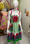 Eucalyptus Florals & Green Gingham Dorothy Short Dress - Custom design by SFH