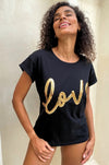 The Love Tee Black  & Gold Sequins - Renee Loves Frances