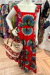 Dorothy Dress in Peacock Red Ankara Fabric - Custom design by SFH