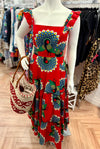 Dorothy Dress in Peacock Red Ankara Fabric - Custom design by SFH