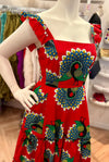 Dorothy Dress in Peacock Red Ankara Fabric - Custom design by SFH