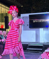 Spots & Stripes Lara Wrap Dress with Triple Frill Sleeve - Custom Design by SFH
