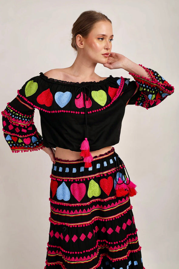 Hati Off the Shoulder Top - Black - Anannasa