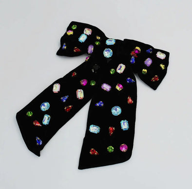 Bejewelled Colourful Velvet Bow