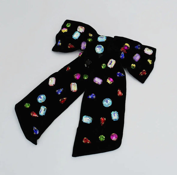 Bejewelled Colourful Velvet Bow