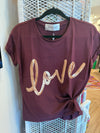 LOVE Tee Burgundy with Rose Gold Sequins  - Renee Loves Frances