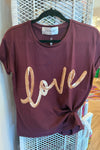 LOVE Tee Burgundy with Rose Gold Sequins  - Renee Loves Frances