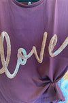 LOVE Tee Burgundy with Rose Gold Sequins  - Renee Loves Frances
