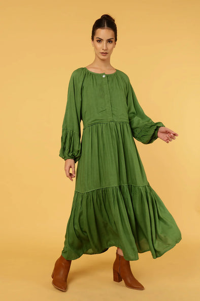 Zola Dress in Beautiful Green - Anannasa