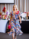 French Riviera Wrap Dress with Triple Frill Sleeve - Custom Design by SFH