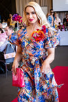 French Riviera Wrap Dress with Triple Frill Sleeve - Custom Design by SFH
