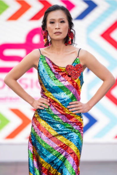 Harry Styles Slinky Dress in Rainbow Sparkles Sequins - SFH Designs Original