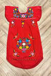 Mexican Bohemian Long Dress - Red with Crochet Lace