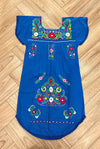 Mexican Bohemian Long Dress - Blue with Crochet Lace