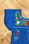 Mexican Bohemian Long Dress - Blue with Crochet Lace
