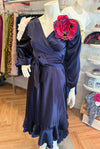Lara Wrap Frill with Long sleeves in Deluxe Navy