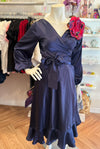 Lara Wrap Frill with Long sleeves in Deluxe Navy