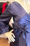 Lara Wrap Frill with Long sleeves in Deluxe Navy