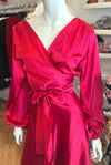 Lara Wrap Frill with Long sleeves in Deluxe Red
