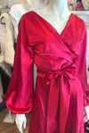 Lara Wrap Frill with Long sleeves in Deluxe Red