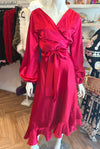 Lara Wrap Frill with Long sleeves in Deluxe Red