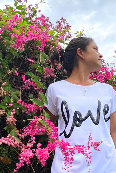 The Love Tee White & Black Sequins - Renee Loves Frances