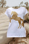 Hold your Horses Tee in White and Gold Beads - Renee Loves Frances