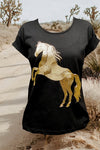 Hold your Horses Tee in Black and Gold Beads - Renee Loves Frances
