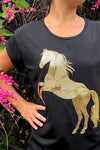 Hold your Horses Tee in Black and Gold Beads - Renee Loves Frances