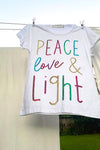 Peace Love & Light Tee in White - Renee Loves Frances