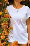 The Love Tee White & Unicorn Sequins - Renee Loves Frances