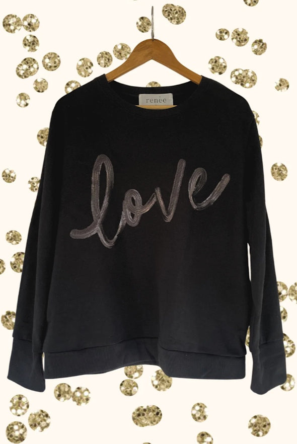 Love Jumper with Black Sequins - Renee Loves Frances