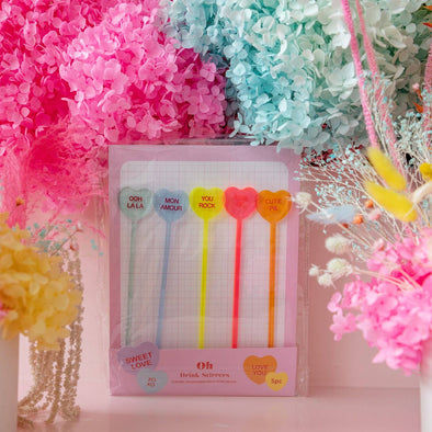 Conversation Heart Drink Stirrers 5pk
