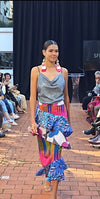 Ankara Pink Blue Purple Lady GaGa Ruffle Skirt - SFH Designs Original