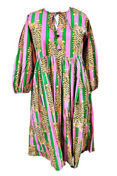 The Day Dreamer - Tiger Pink & Green Stripes- Roselle The Label