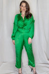 Silvia Straight Pants in Emerald- Anannasa