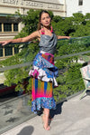 Ankara Pink Blue Purple Lady GaGa Ruffle Skirt - SFH Designs Original