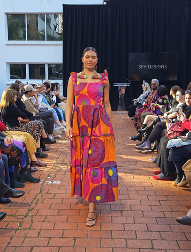 Dorothy Dress in Orange Rounds Ankara Fabric -  - Custom design by SFH
