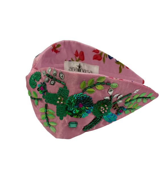 Embellished Headband in Light Pink  - Annanasa