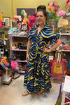 Christina Dress in Ankara Blue & Gold - SFH Designs